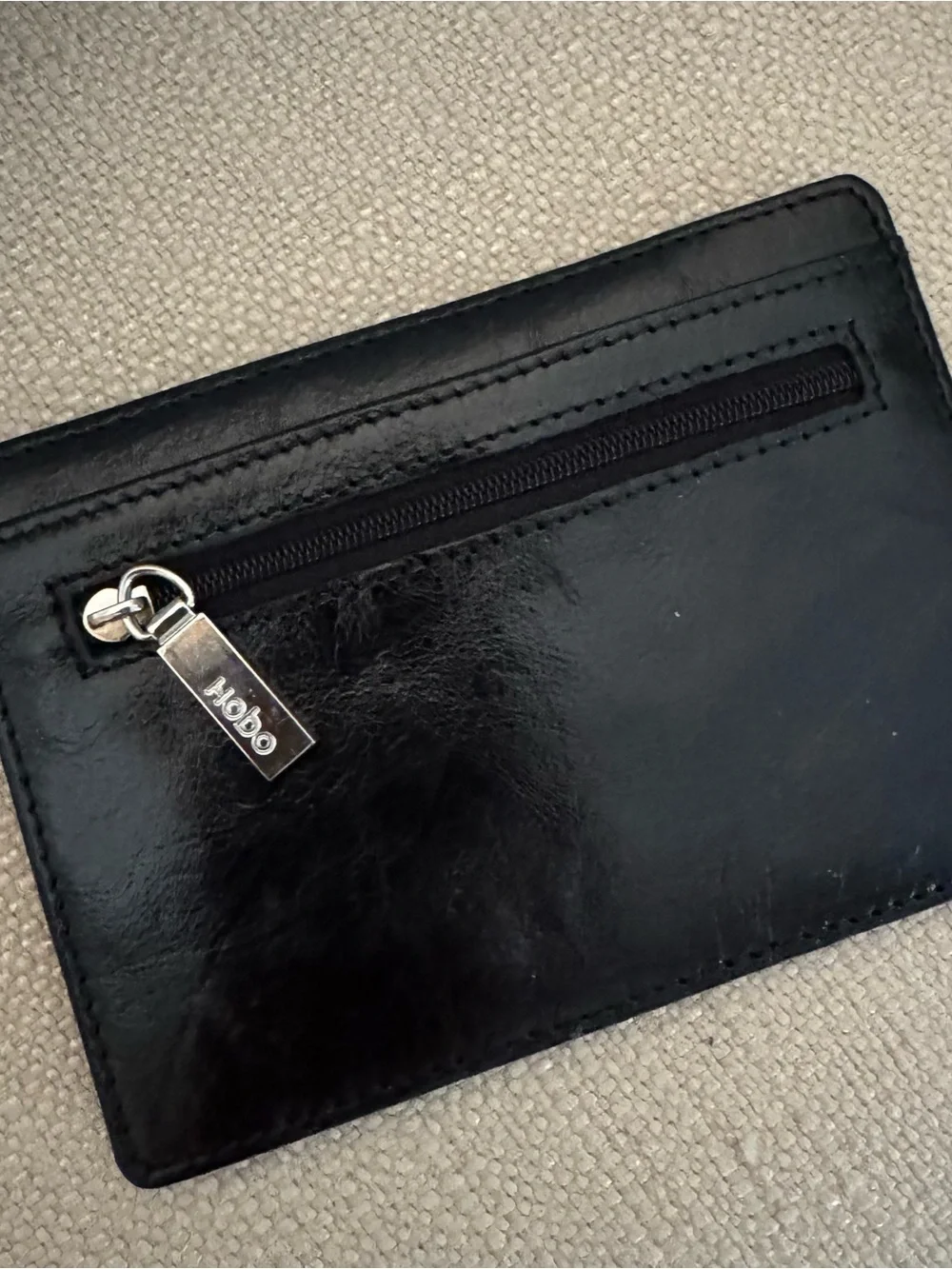 Hobo Black Leather Card Case with Change Pocket
